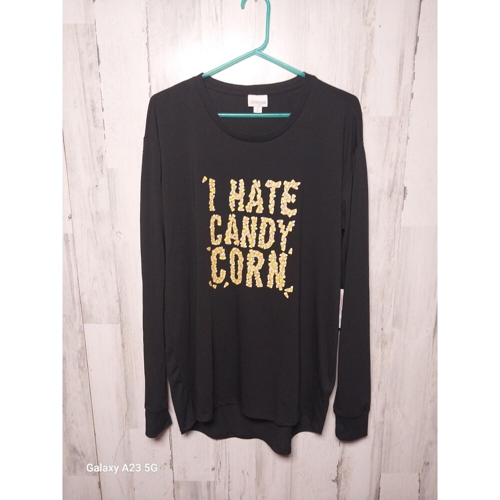 I Hate Candy Corn Adult Long-Sleeve Shirt Black Size Medium New